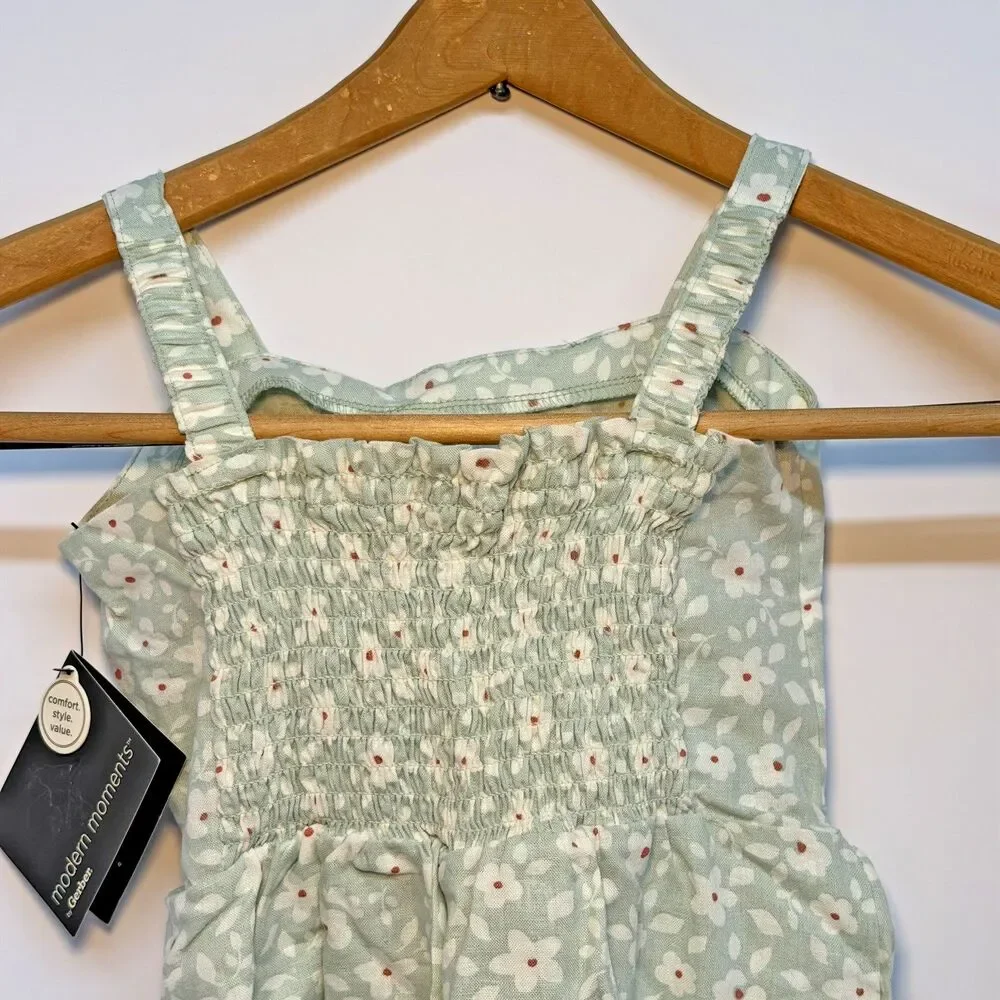 Gerber toddler Girls Romper with Floral Print NWT 4T Month Green Summer Comfy